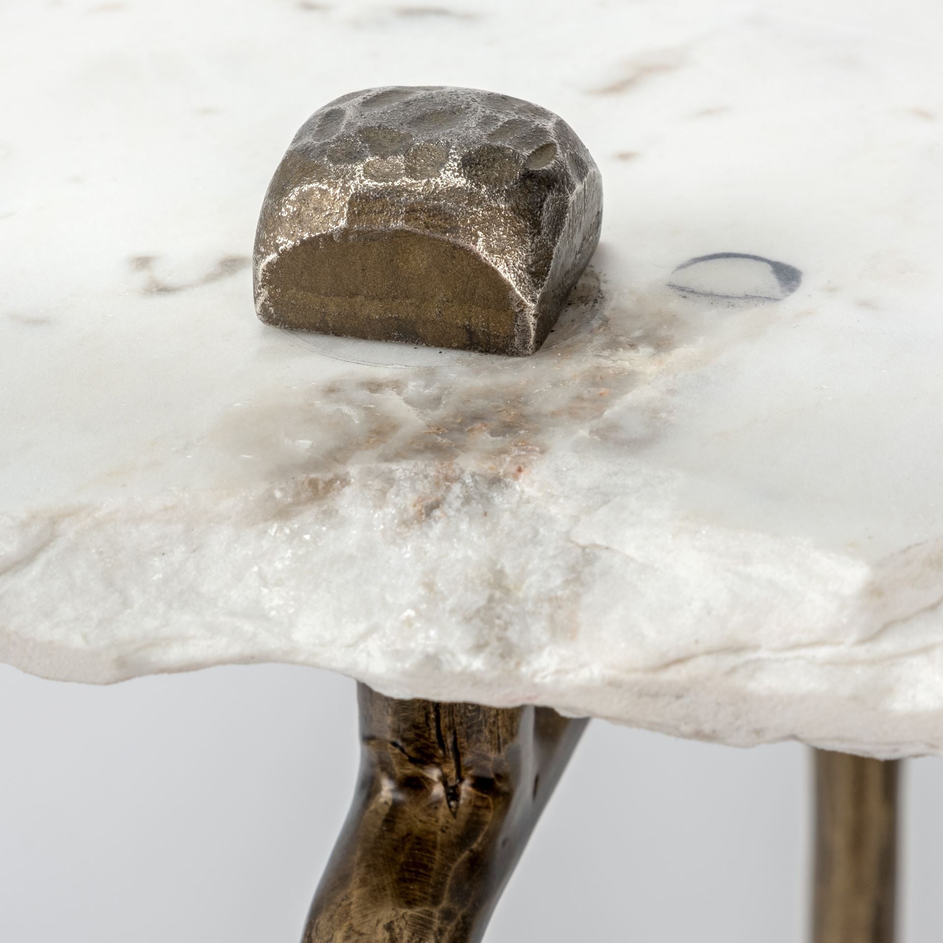 49" White and Brass Genuine Marble and Iron Distressed Six Leg Console Table HomeRoots