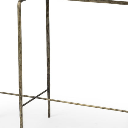 49" White and Brass Genuine Marble and Iron Distressed Six Leg Console Table HomeRoots