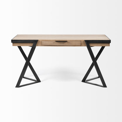 60" Brown and Black Writing Desk HomeRoots