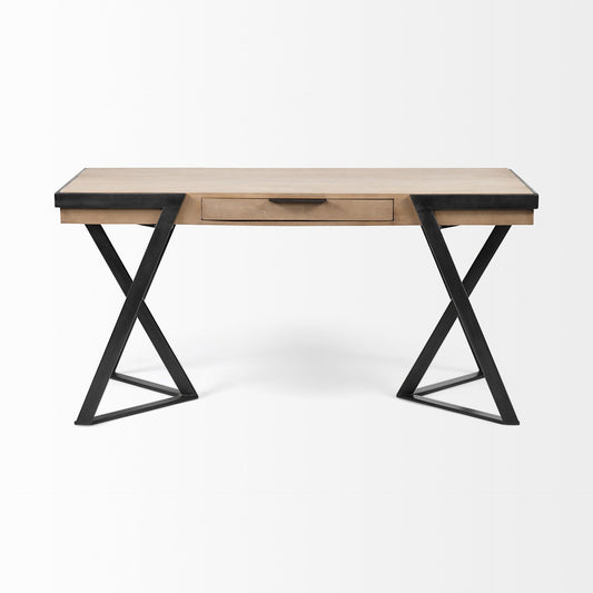 60" Brown and Black Writing Desk HomeRoots