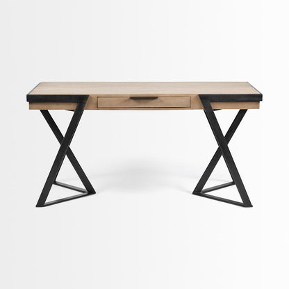 60" Brown and Black Writing Desk HomeRoots