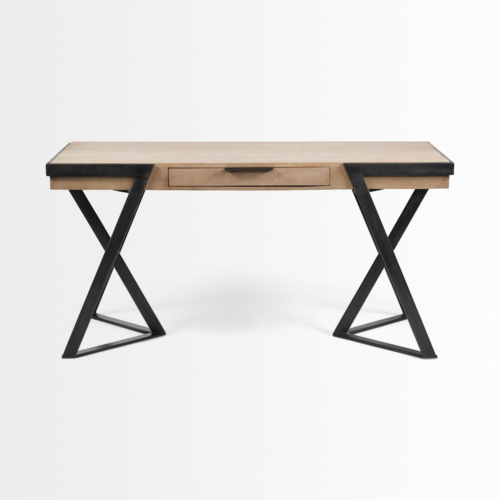 60" Brown and Black Writing Desk HomeRoots
