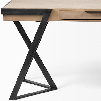60" Brown and Black Writing Desk HomeRoots