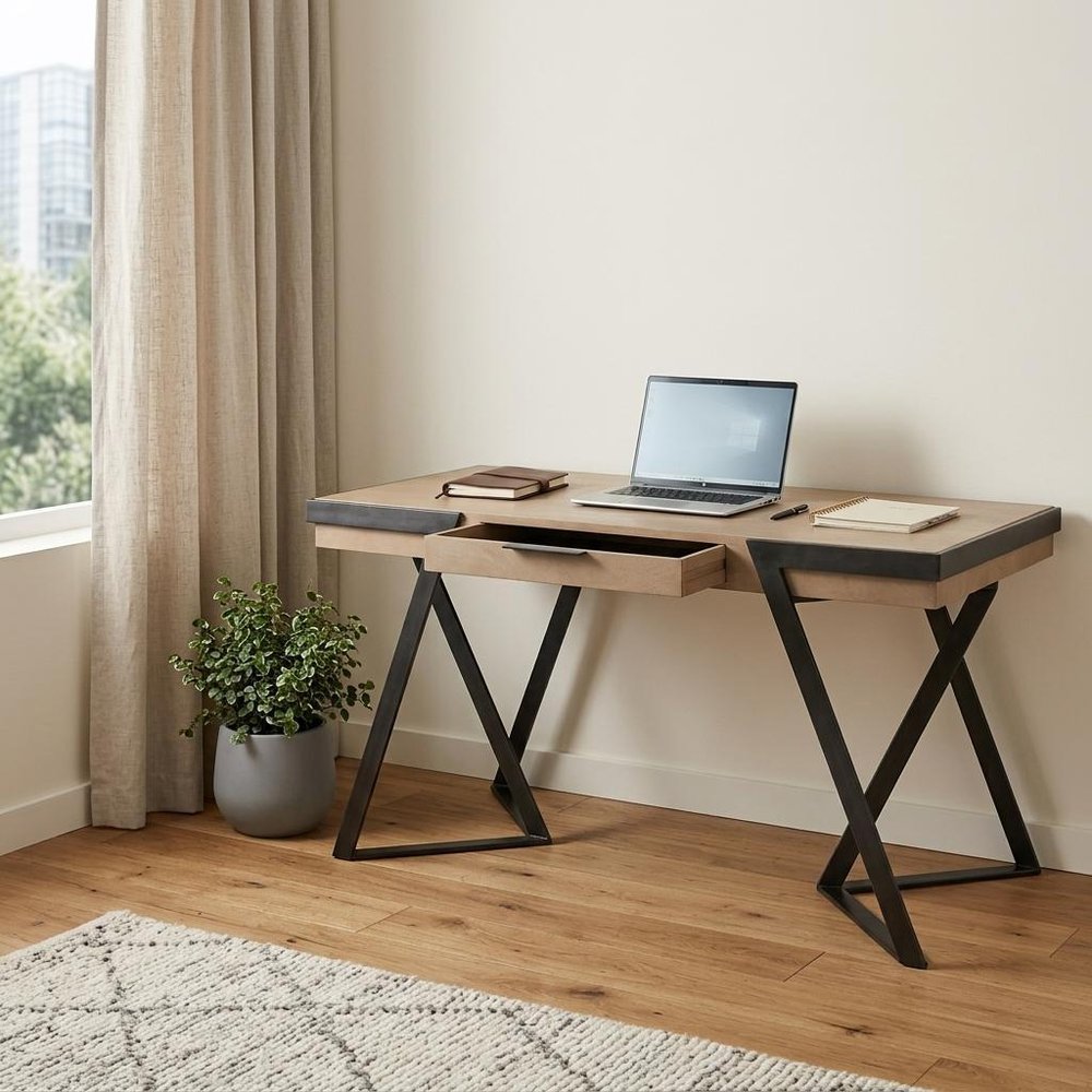 60" Brown and Black Writing Desk HomeRoots