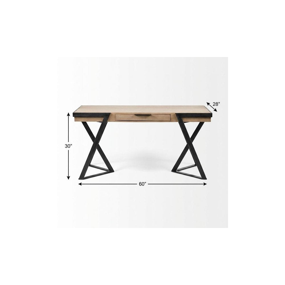 60" Brown and Black Writing Desk HomeRoots