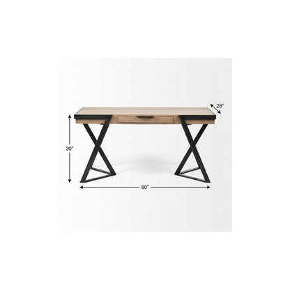 60" Brown and Black Writing Desk HomeRoots