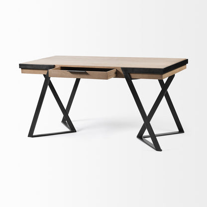 60" Brown and Black Writing Desk HomeRoots