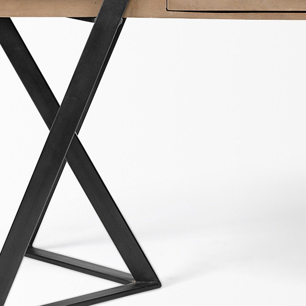 60" Brown and Black Writing Desk HomeRoots