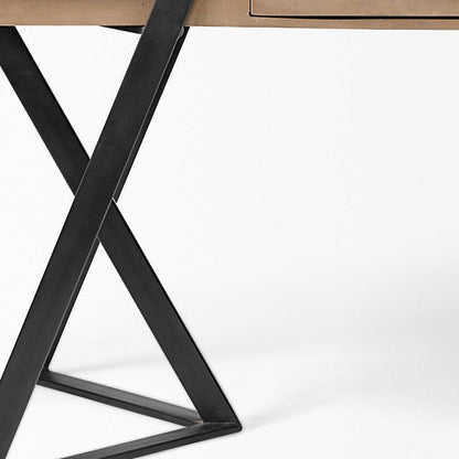 60" Brown and Black Writing Desk HomeRoots