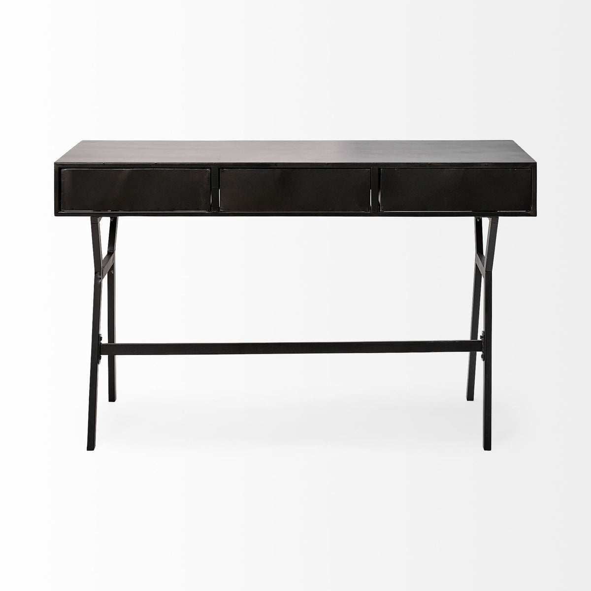 51" Black Writing Desk With Three Drawers — view 4
