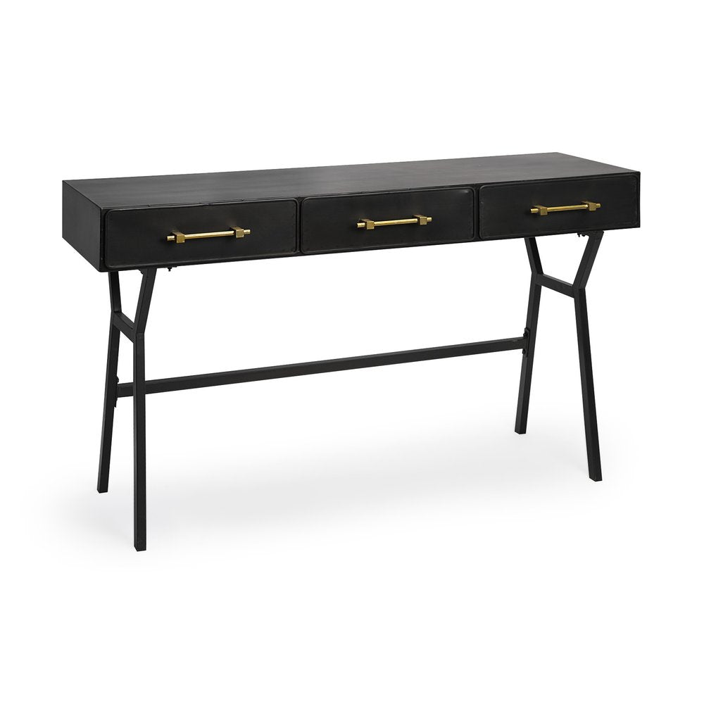 51" Black Writing Desk With Three Drawers — view 8