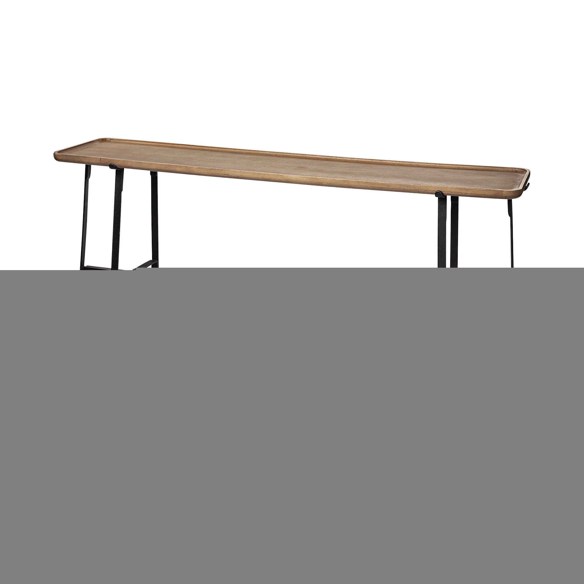 14" Brown and Black Solid Wood Trestle Console Table HomeRoots