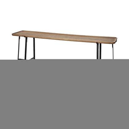 14" Brown and Black Solid Wood Trestle Console Table HomeRoots