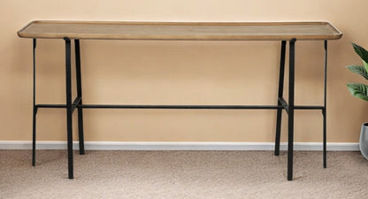 14" Brown and Black Solid Wood Trestle Console Table HomeRoots