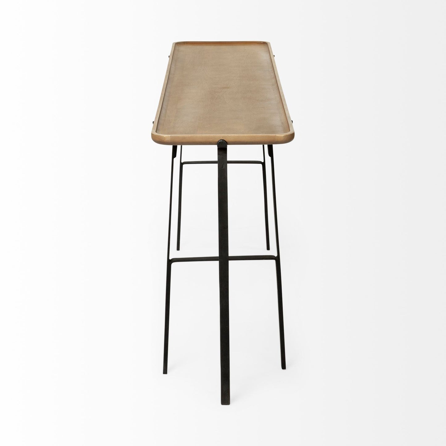 14" Brown and Black Solid Wood Trestle Console Table HomeRoots