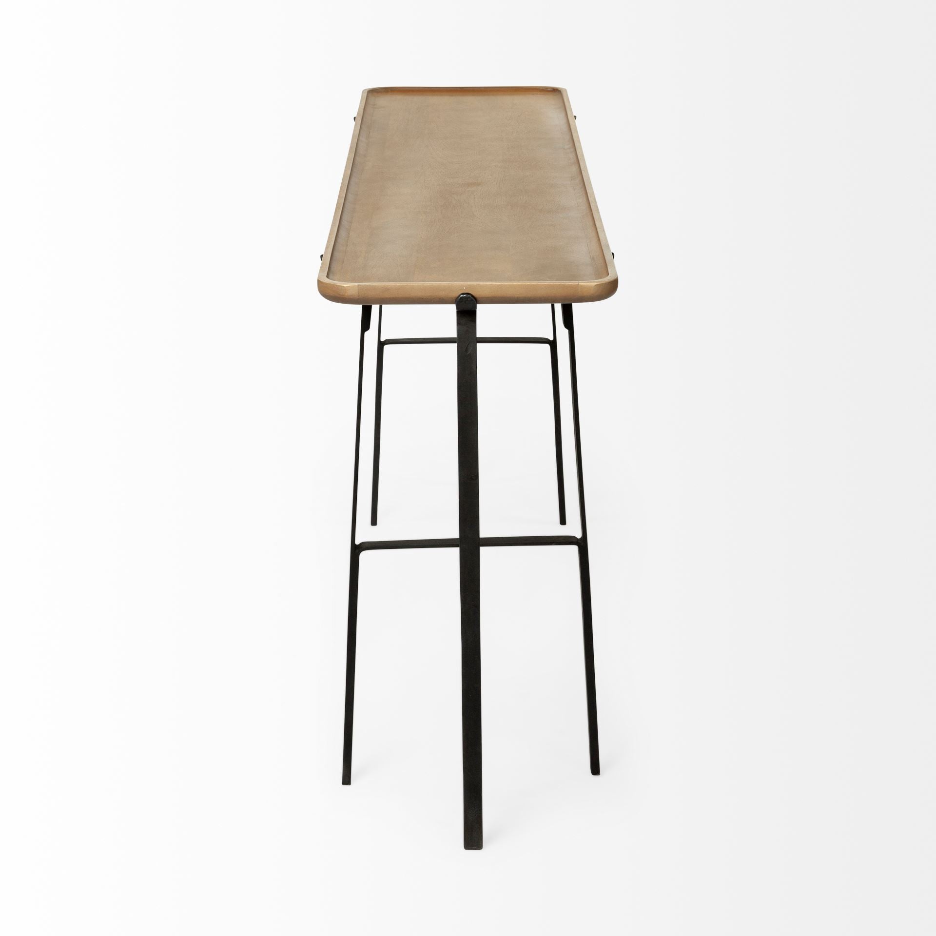 14" Brown and Black Solid Wood Trestle Console Table HomeRoots