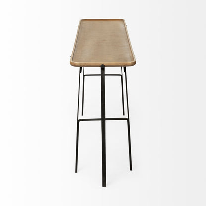 14" Brown and Black Solid Wood Trestle Console Table HomeRoots