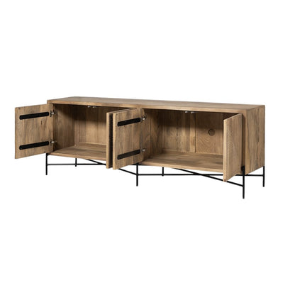 78" Brown Solid Wood Sideboard with Four Doors HomeRoots