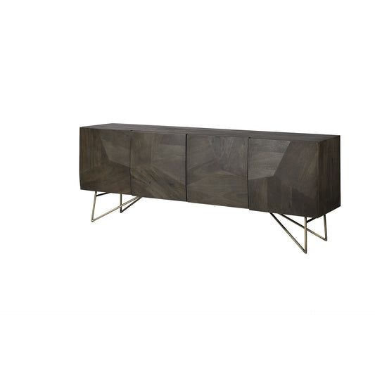 17" Dark Brown Solid Wood Sideboard with Four Doors