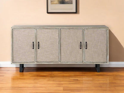 68" Light Brown Solid Wood Sideboard with Four Doors