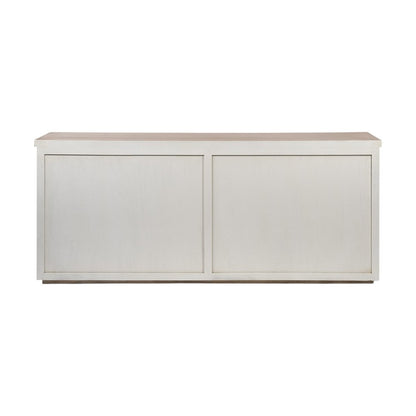 73" Brown and White Solid Wood Sideboard with Four Doors HomeRoots