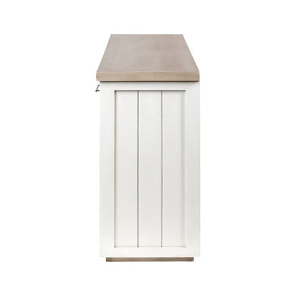 73" Brown and White Solid Wood Sideboard with Four Doors HomeRoots