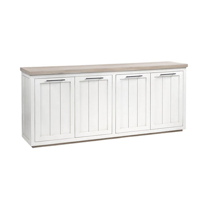 73" Brown and White Solid Wood Sideboard with Four Doors HomeRoots