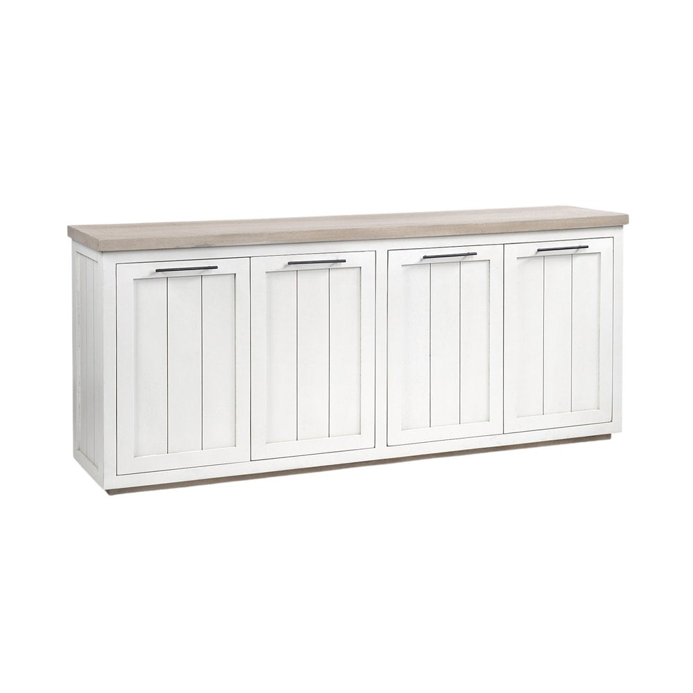 73" Brown and White Solid Wood Sideboard with Four Doors HomeRoots