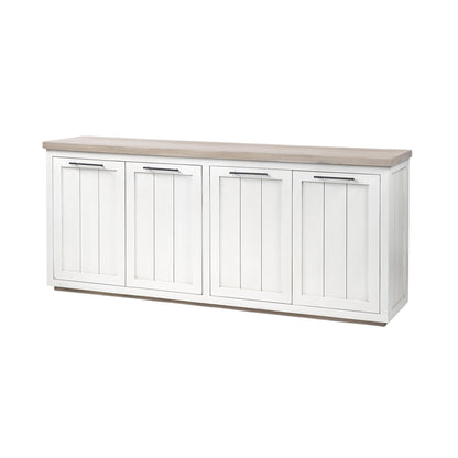 73" Brown and White Solid Wood Sideboard with Four Doors