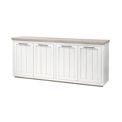 73" Brown and White Solid Wood Sideboard with Four Doors HomeRoots