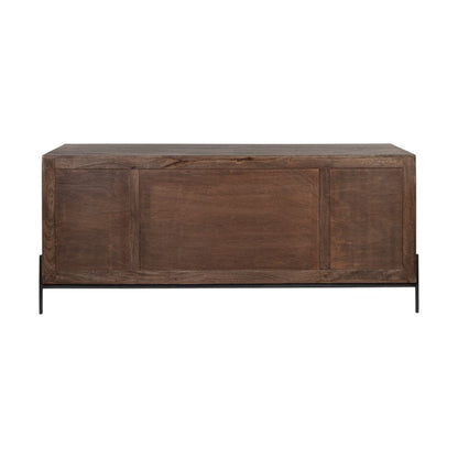 72" Brown Solid Wood Six Drawer Sideboard with Two Doors HomeRoots