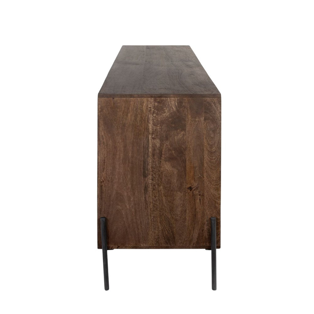 72" Brown Solid Wood Six Drawer Sideboard with Two Doors HomeRoots