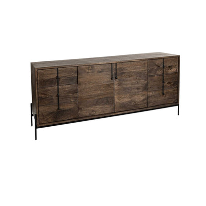 72" Brown Solid Wood Six Drawer Sideboard with Two Doors HomeRoots