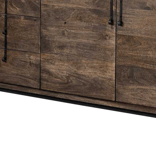 72" Brown Solid Wood Six Drawer Sideboard with Two Doors HomeRoots