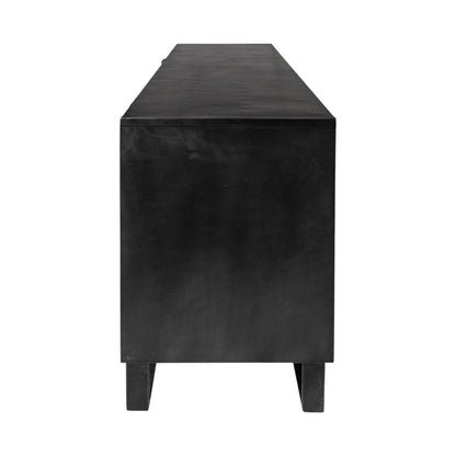 82" Brown and Black Solid Wood Three Drawer Sideboard with Two Doors HomeRoots