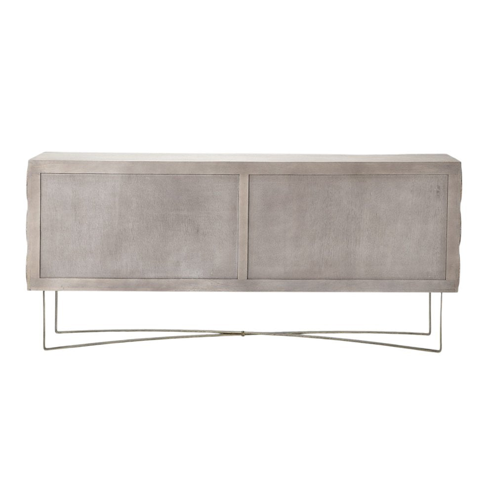 72" Light Brown Solid Wood Sideboard with Four Doors HomeRoots