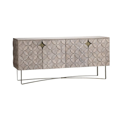 72" Light Brown Solid Wood Sideboard with Four Doors HomeRoots