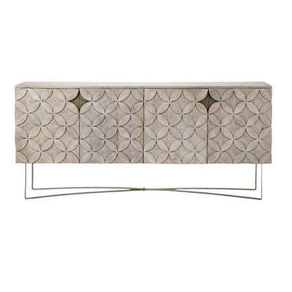 72" Light Brown Solid Wood Sideboard with Four Doors HomeRoots