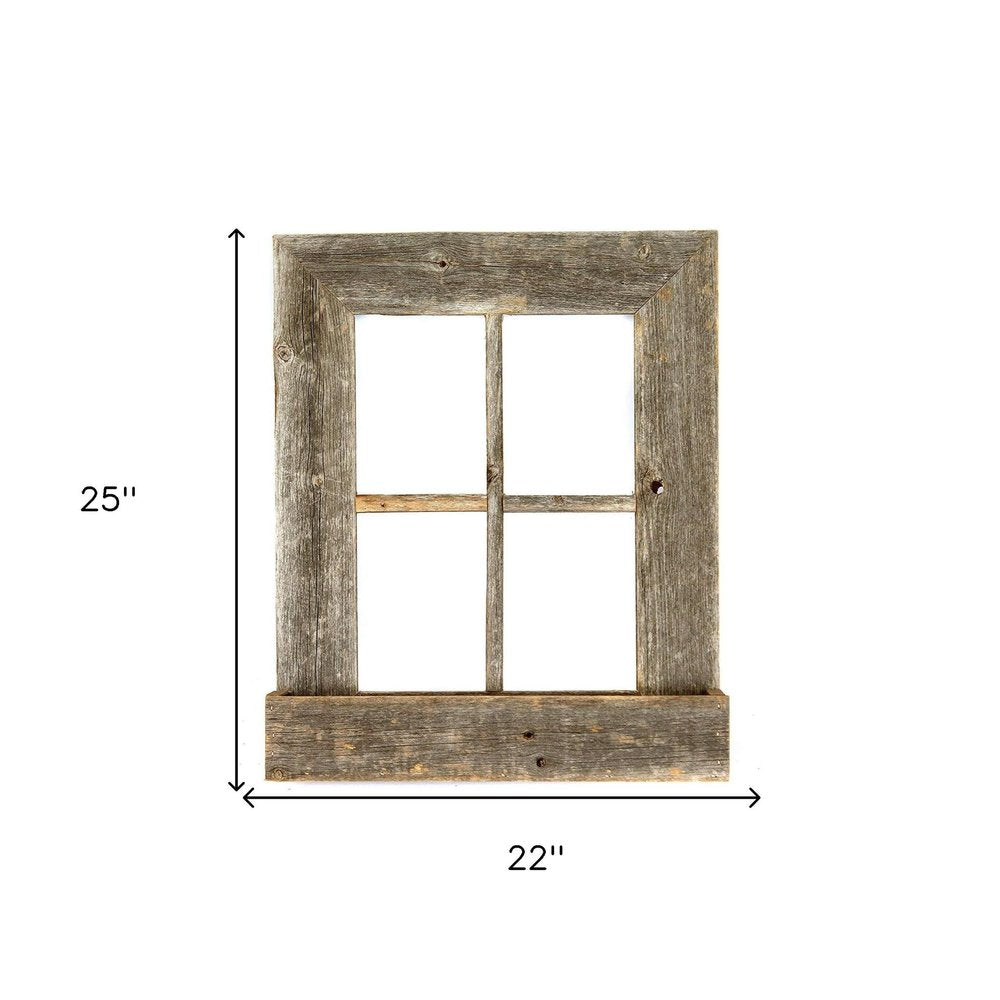 25" X 22" Gray Weathered Wood Window Frame With Planter — view 6