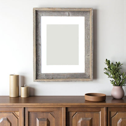 16" x 20" Gray And Brown Distressed Solid Wood Hanging Picture Frame with Mat HomeRoots