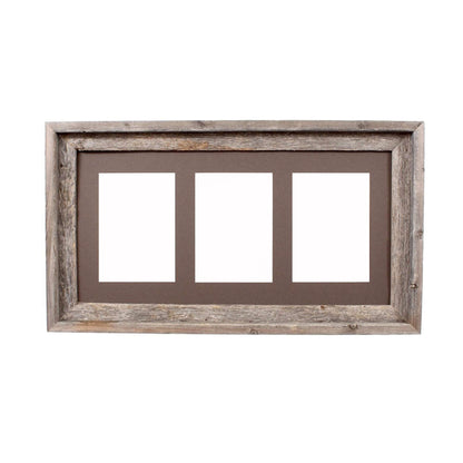 5X7 Natural Weathered Grey Three Photo Picture Frame