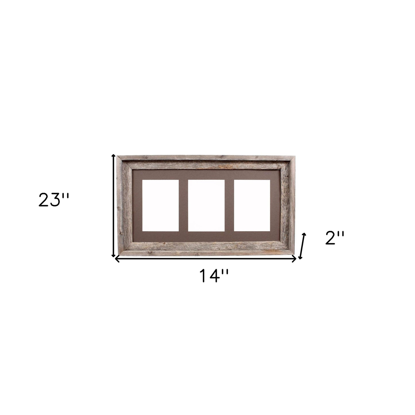 5X7 Natural Weathered Grey Three Photo Picture Frame