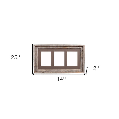 5X7 Natural Weathered Grey Three Photo Picture Frame