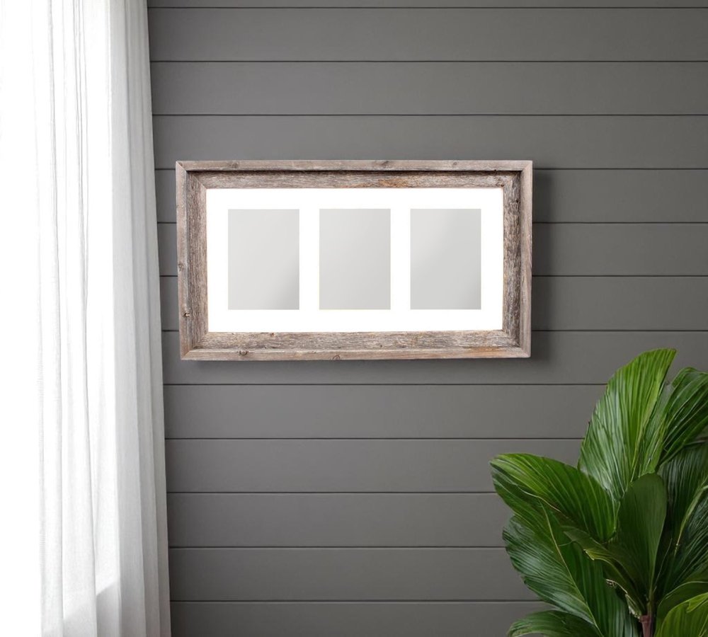 5" x 7" Gray Distressed Reclaimed Wood Hanging Picture Frame with Mat — view 5