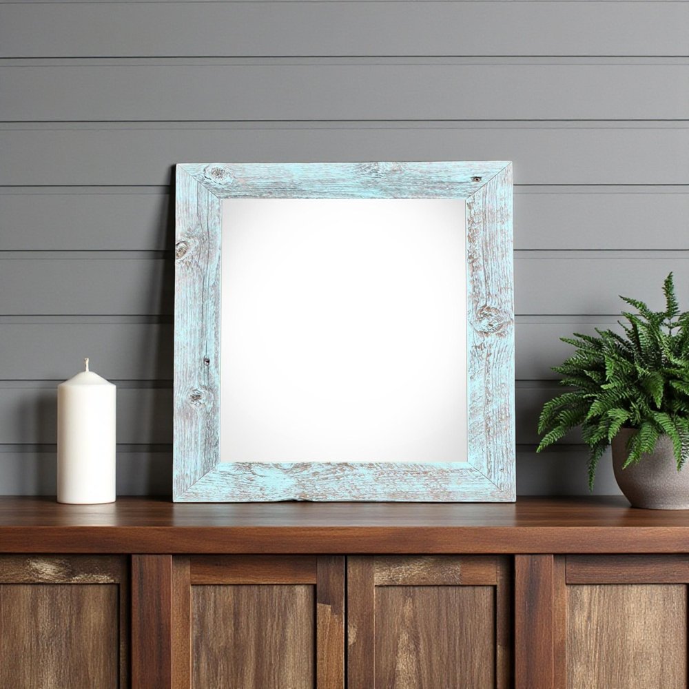 8" x 8" Blue Wood Tabletop Picture Frame HomeRoots