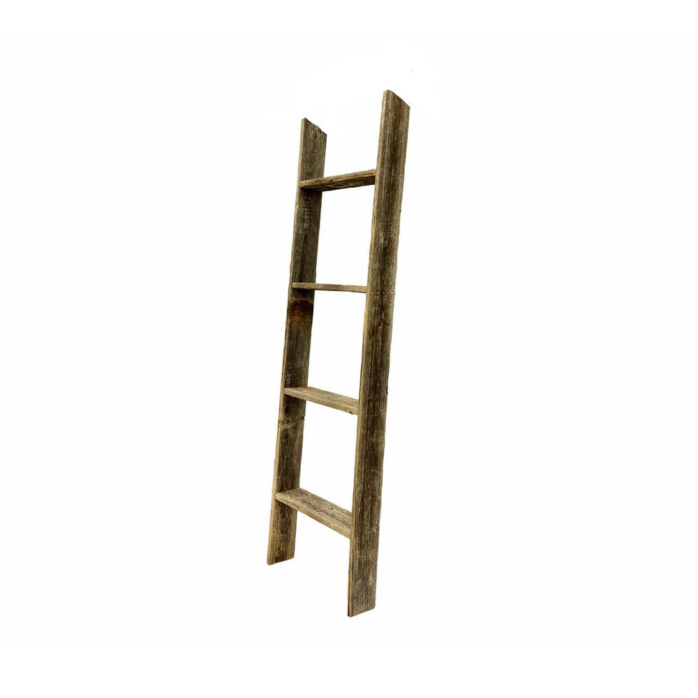 48" Black And Brown Distressed Solid Wood Four Step Ladder Shelf — view 2