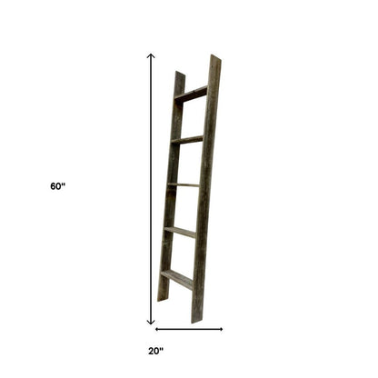 60" Gray Distressed Solid Wood Five Step Ladder Shelf HomeRoots