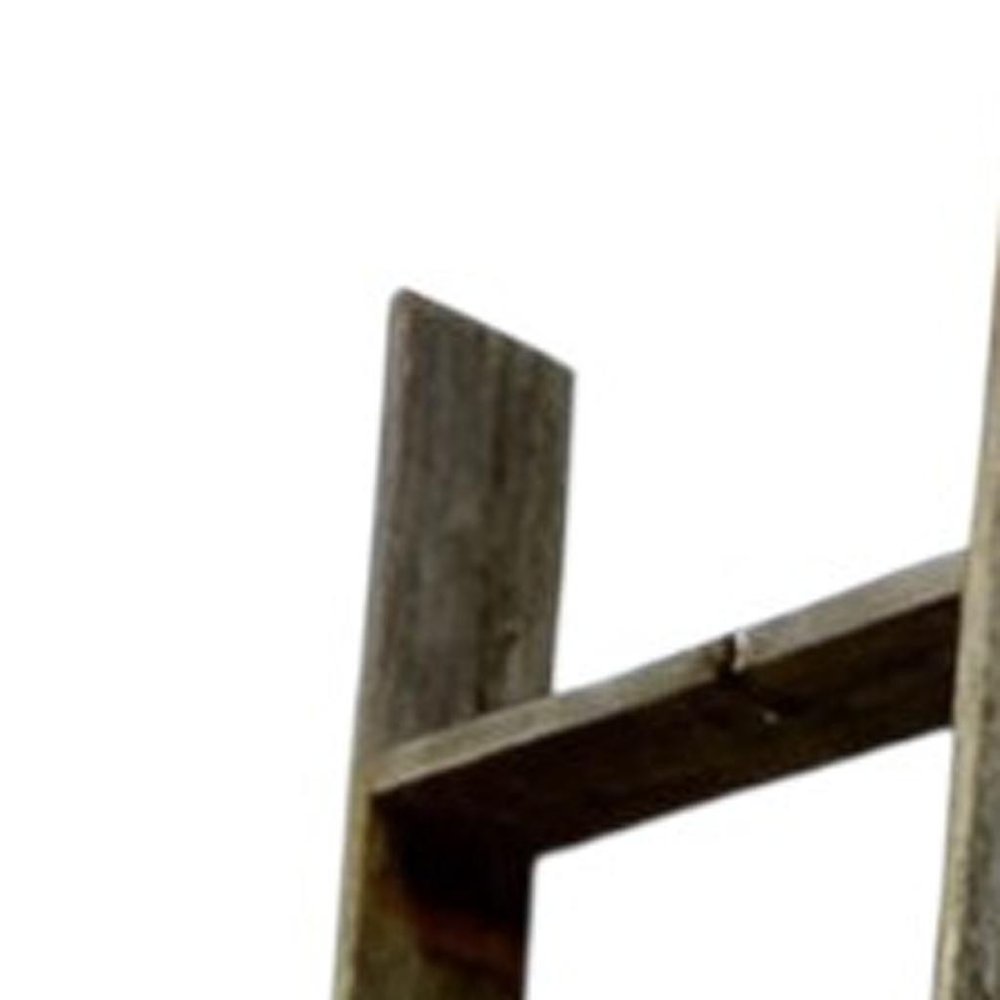60" Gray Distressed Solid Wood Five Step Ladder Shelf — view 5