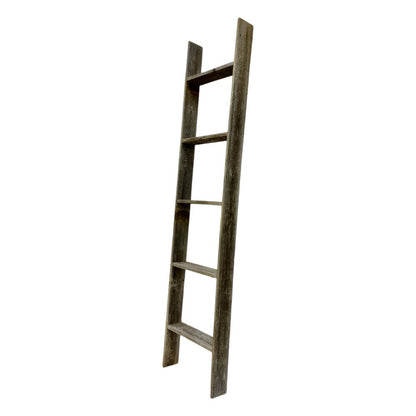 60" Gray Distressed Solid Wood Five Step Ladder Shelf HomeRoots