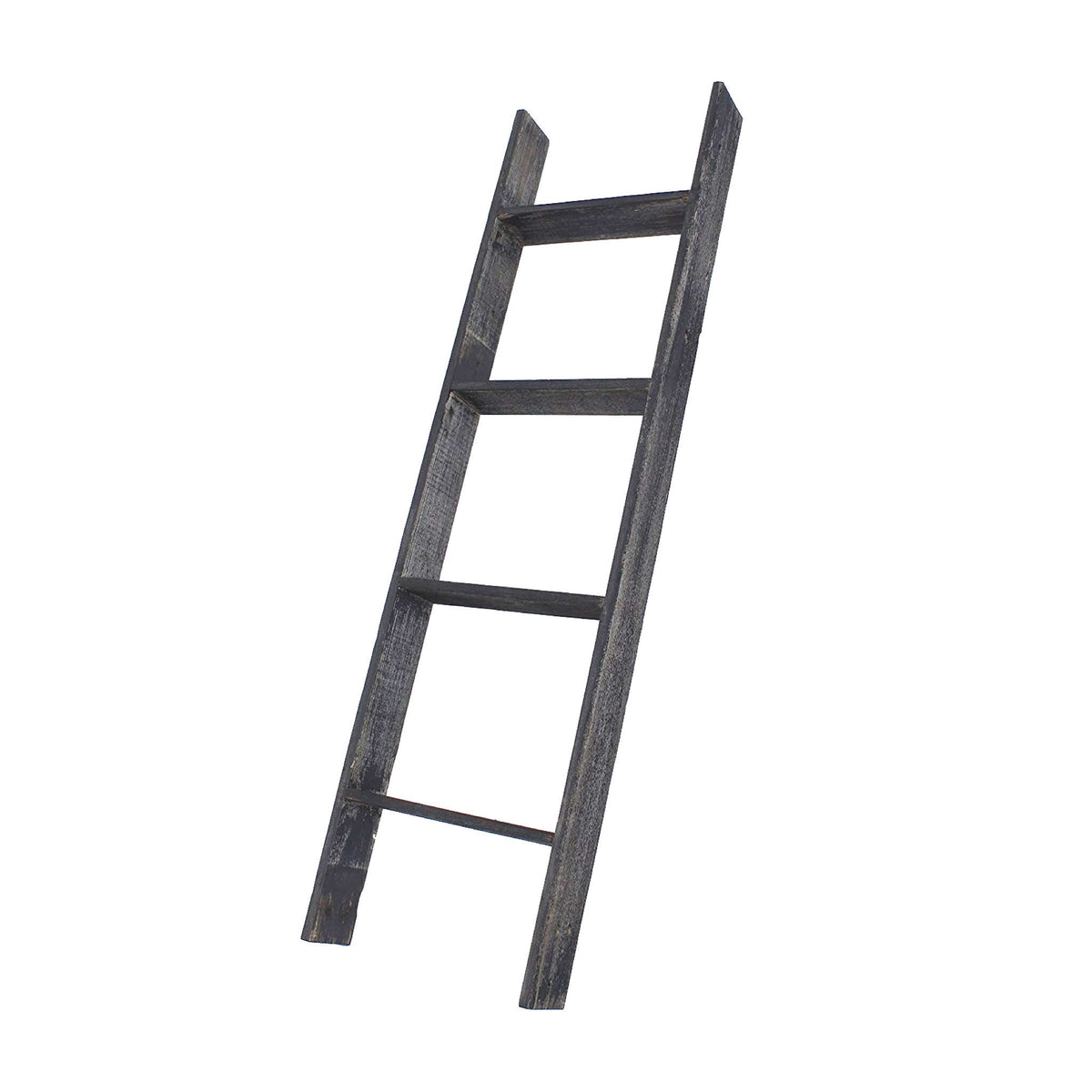 48" Black And Brown Distressed Solid Wood Four Step Ladder Shelf HomeRoots